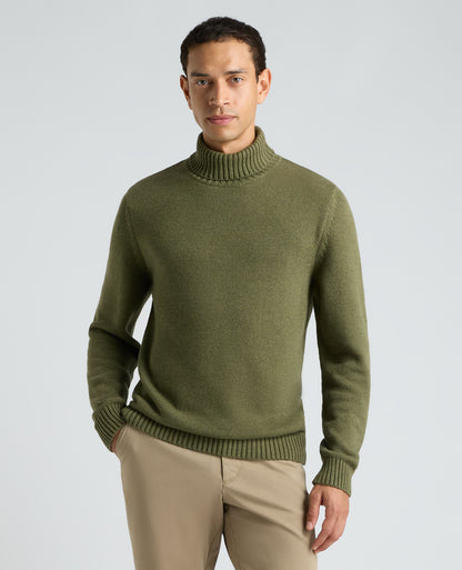 Green Roll Neck Cotton Jumper