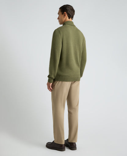 Green Roll Neck Cotton Jumper