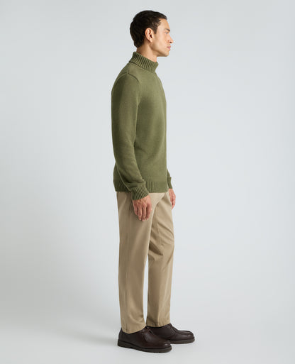 Green Roll Neck Cotton Jumper