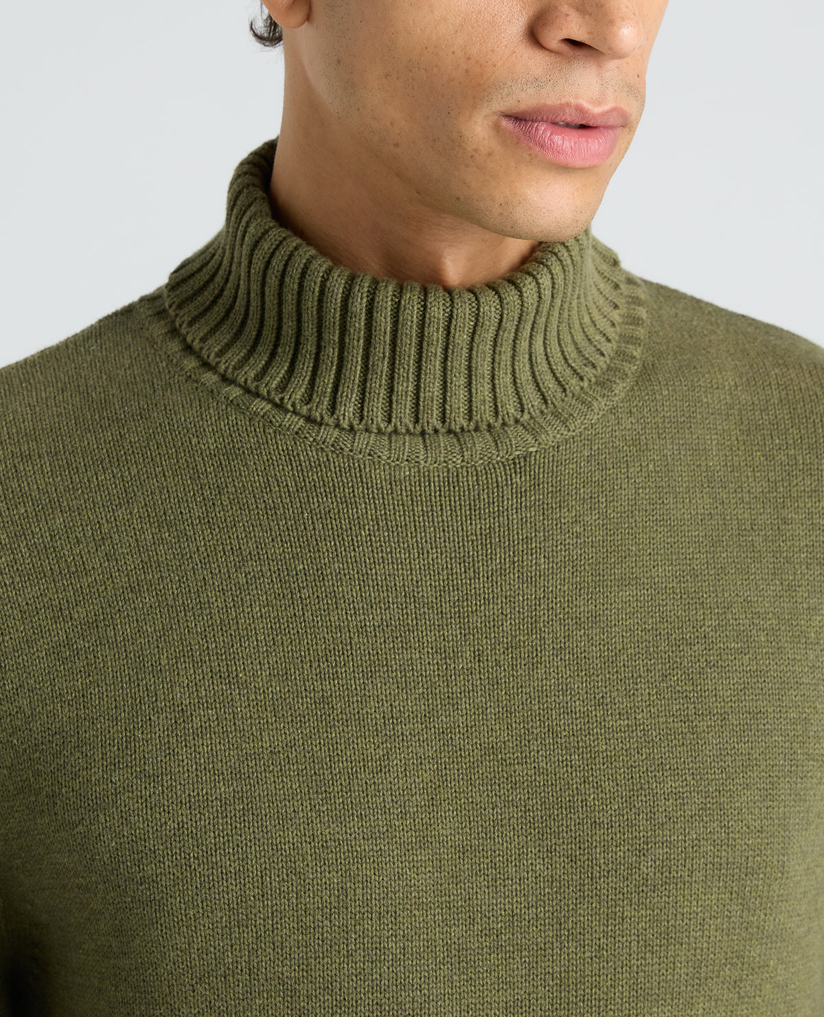 Green Roll Neck Cotton Jumper