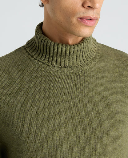 Green Roll Neck Cotton Jumper
