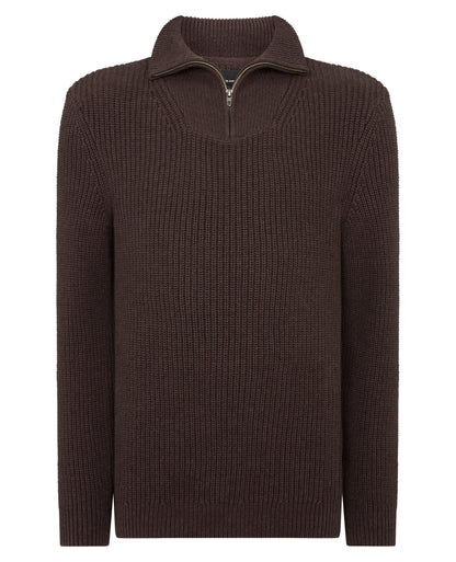 Cotton Funnel Neck Knit Sweater