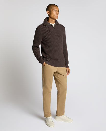 Cotton Funnel Neck Knit Sweater