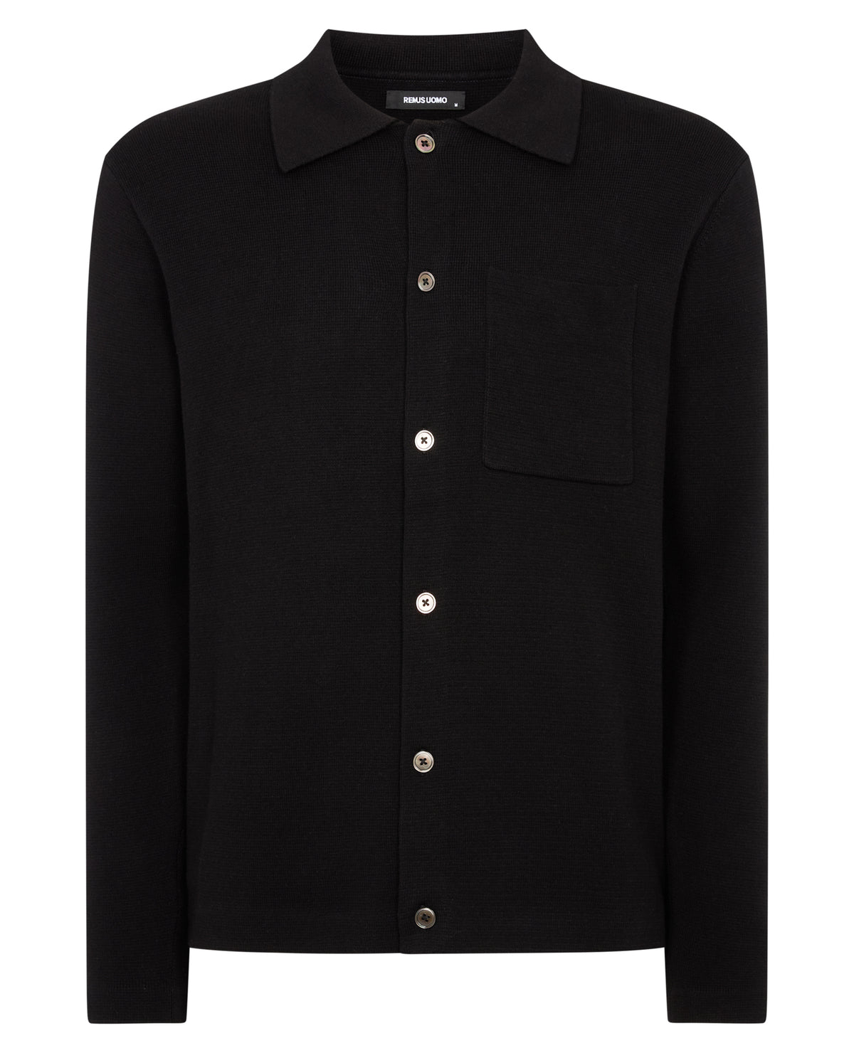 Man wearing a black Button-Up Cotton Cardigan