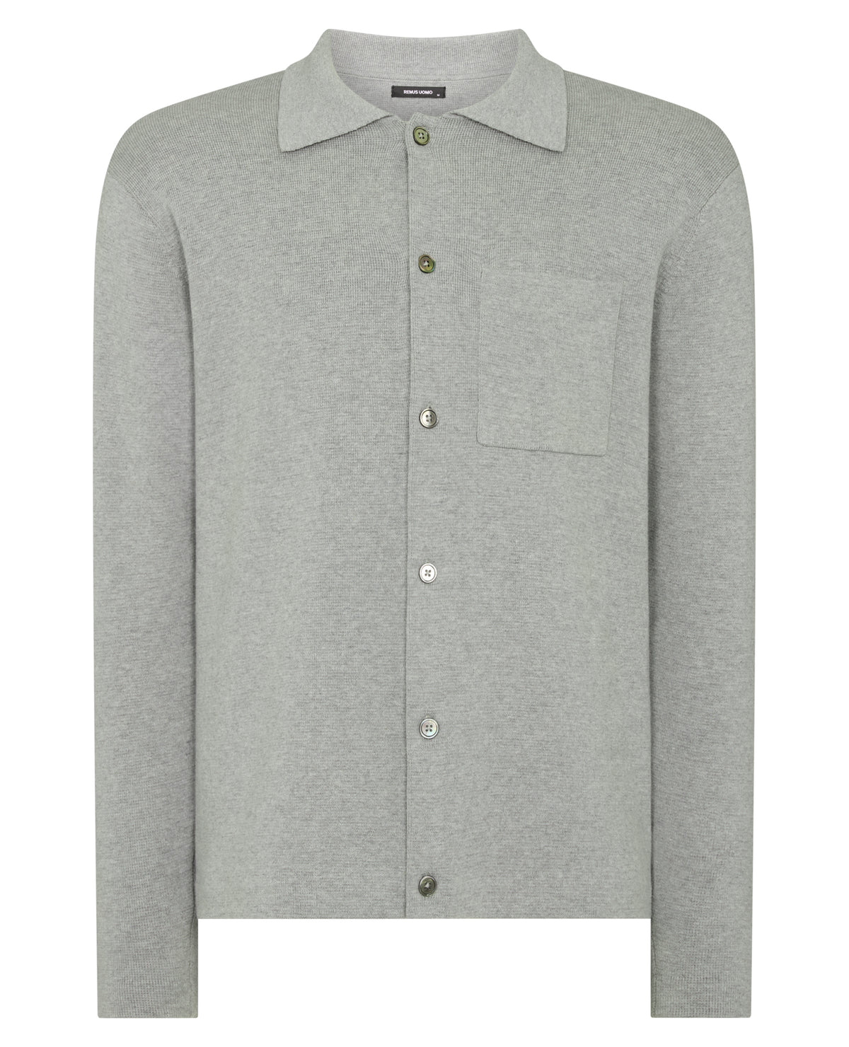 Man wearing a grey Button-Up Cotton Cardigan
