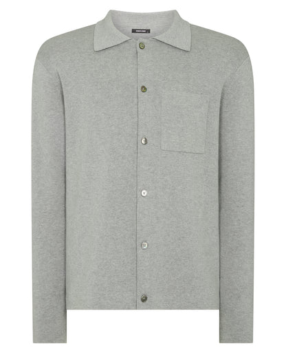 Man wearing a grey Button-Up Cotton Cardigan