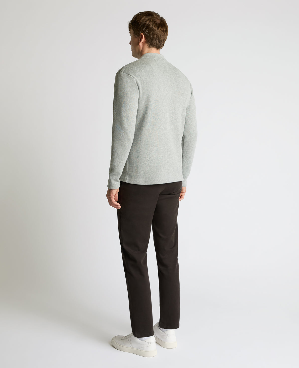 Man wearing a grey Button-Up Cotton Cardigan