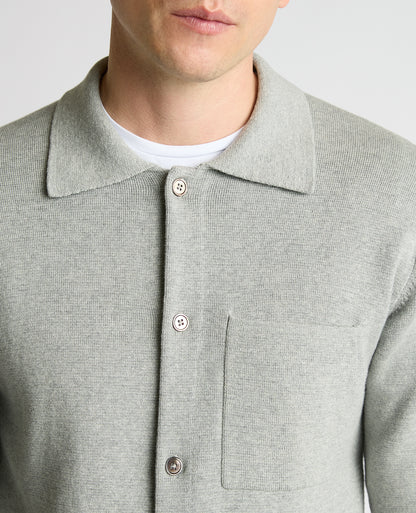 Man wearing a grey Button-Up Cotton Cardigan