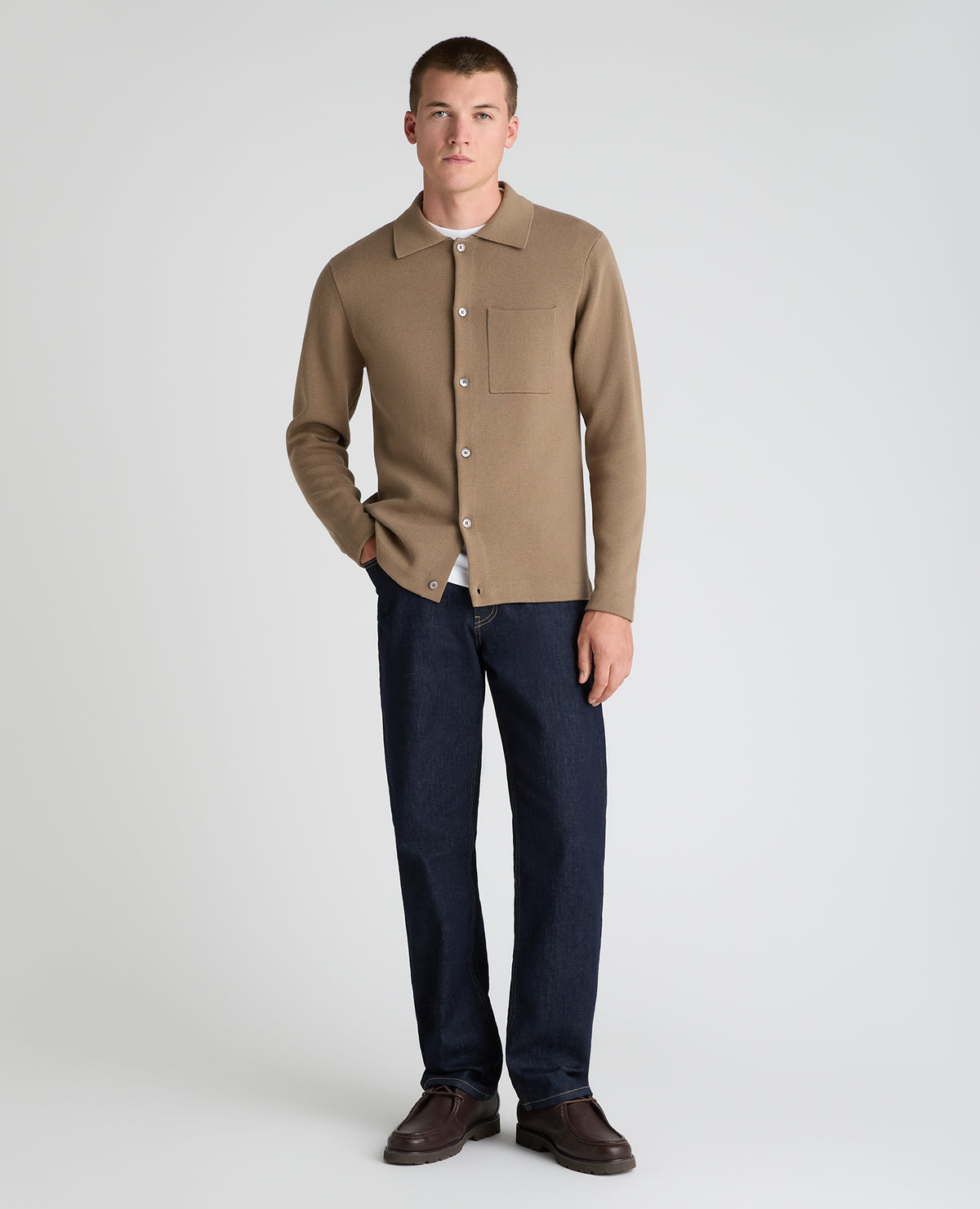 Stone Button Up Cotton Cardigan