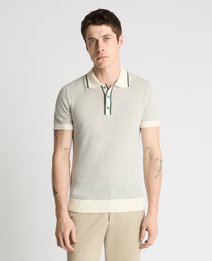 Wave Print Knit Polo