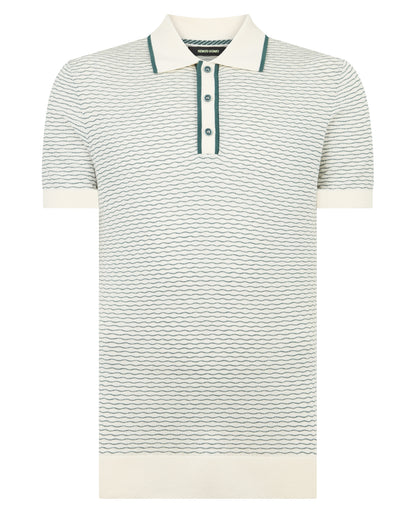 Wave Print Knit Polo