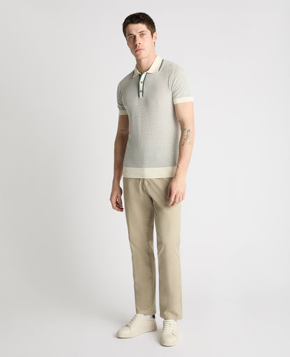 Wave Print Knit Polo