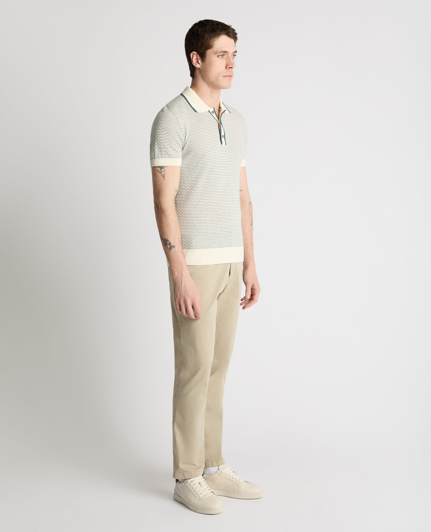 Wave Print Knit Polo