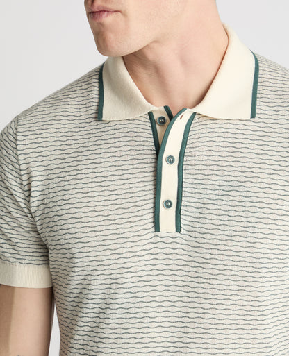 Wave Print Knit Polo
