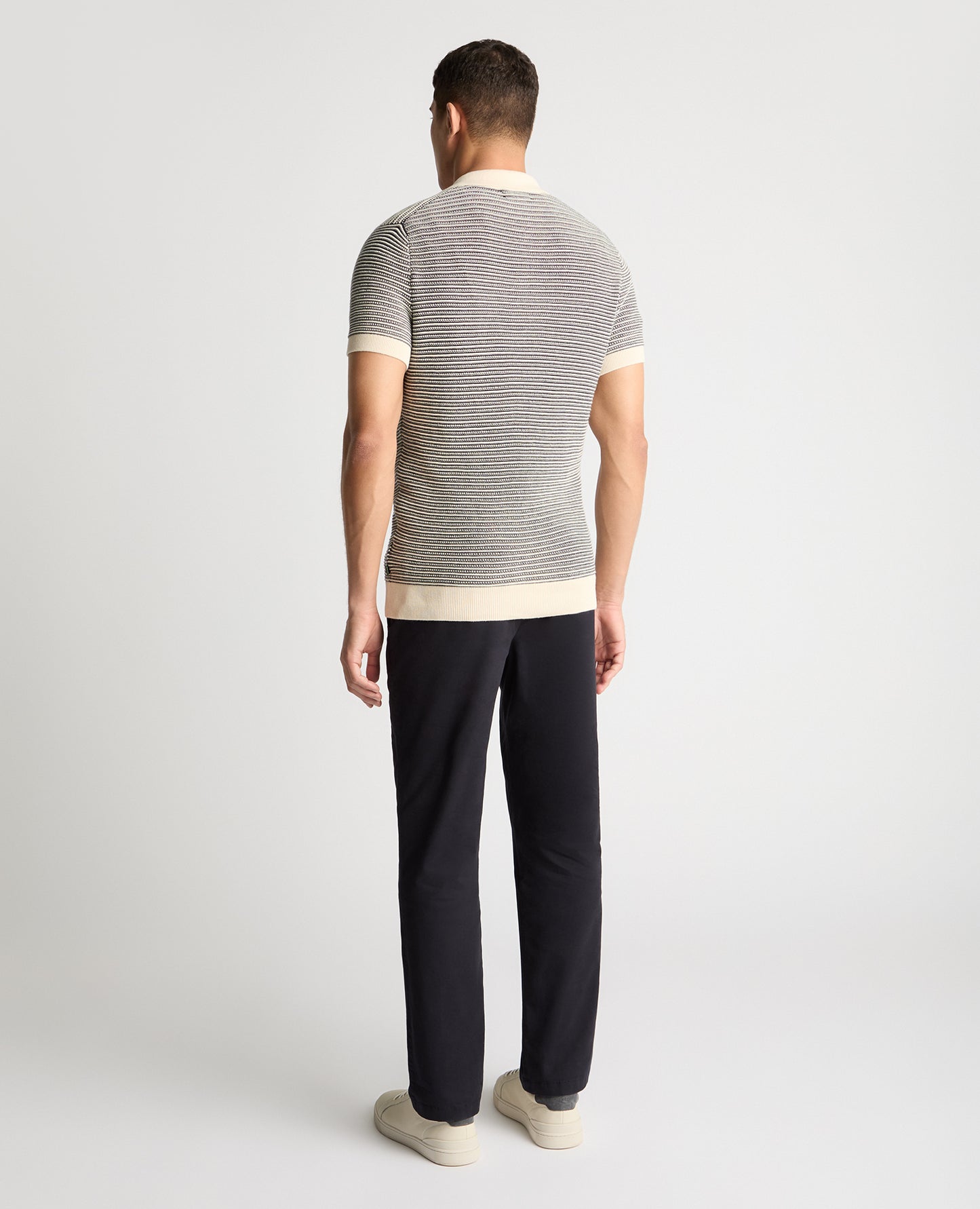 Stripe Knit V-Neck Polo