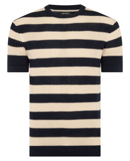 Stripe Knit Crew Neck T-Shirt
