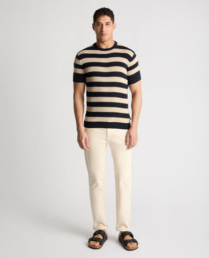 Stripe Knit Crew Neck T-Shirt
