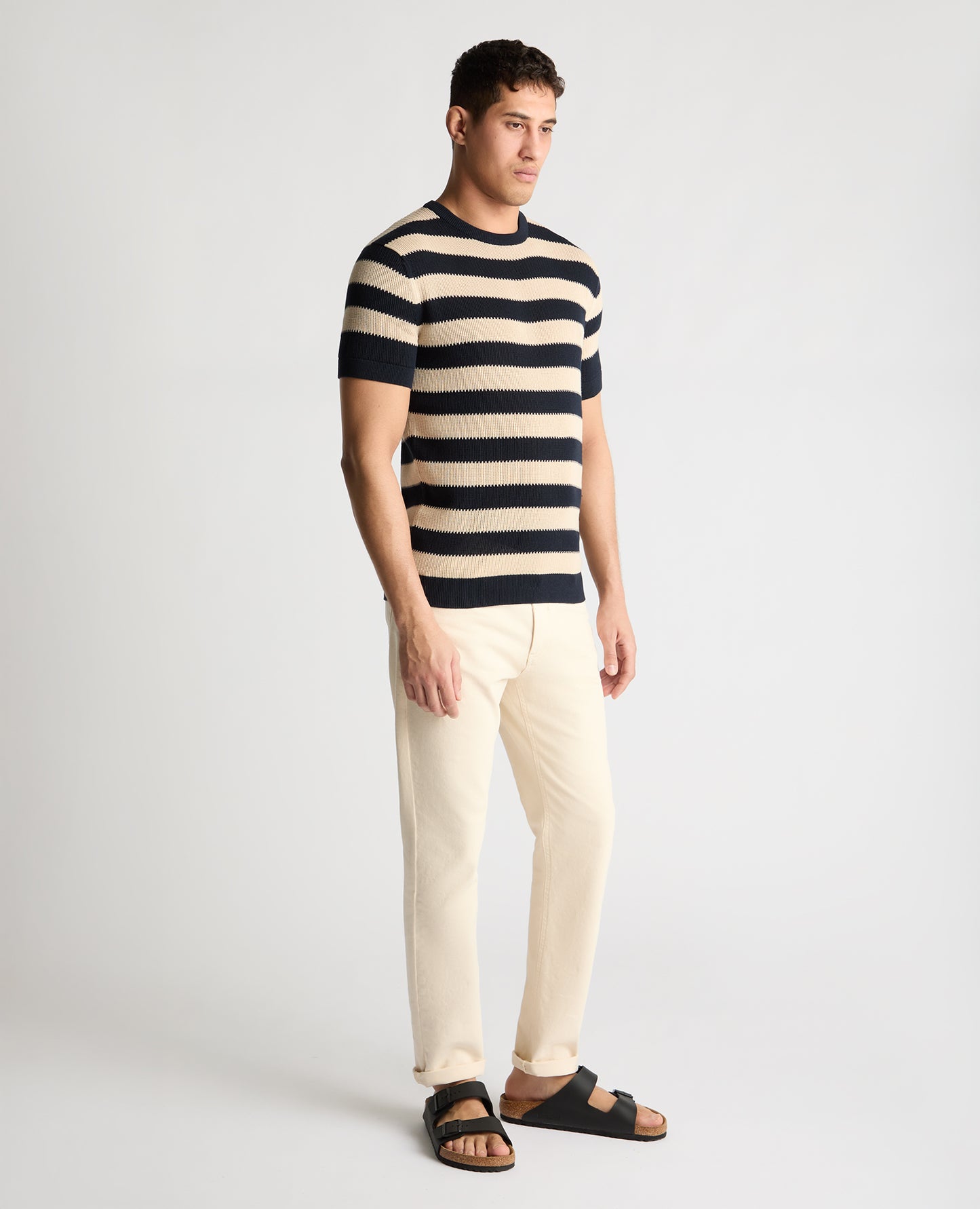 Stripe Knit Crew Neck T-Shirt
