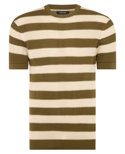 Stripe Knit Crew Neck T-Shirt