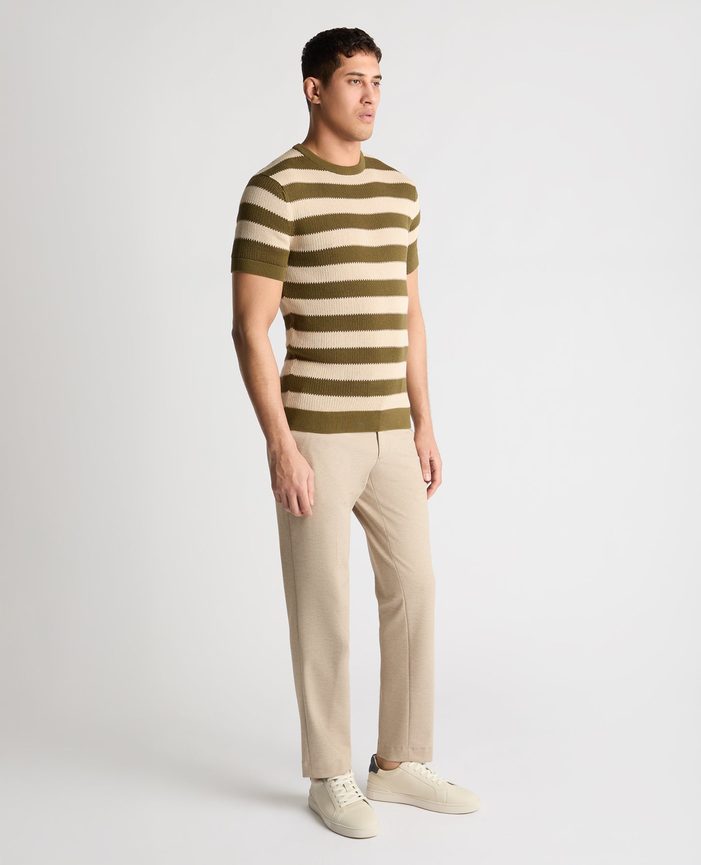 Stripe Knit Crew Neck T-Shirt