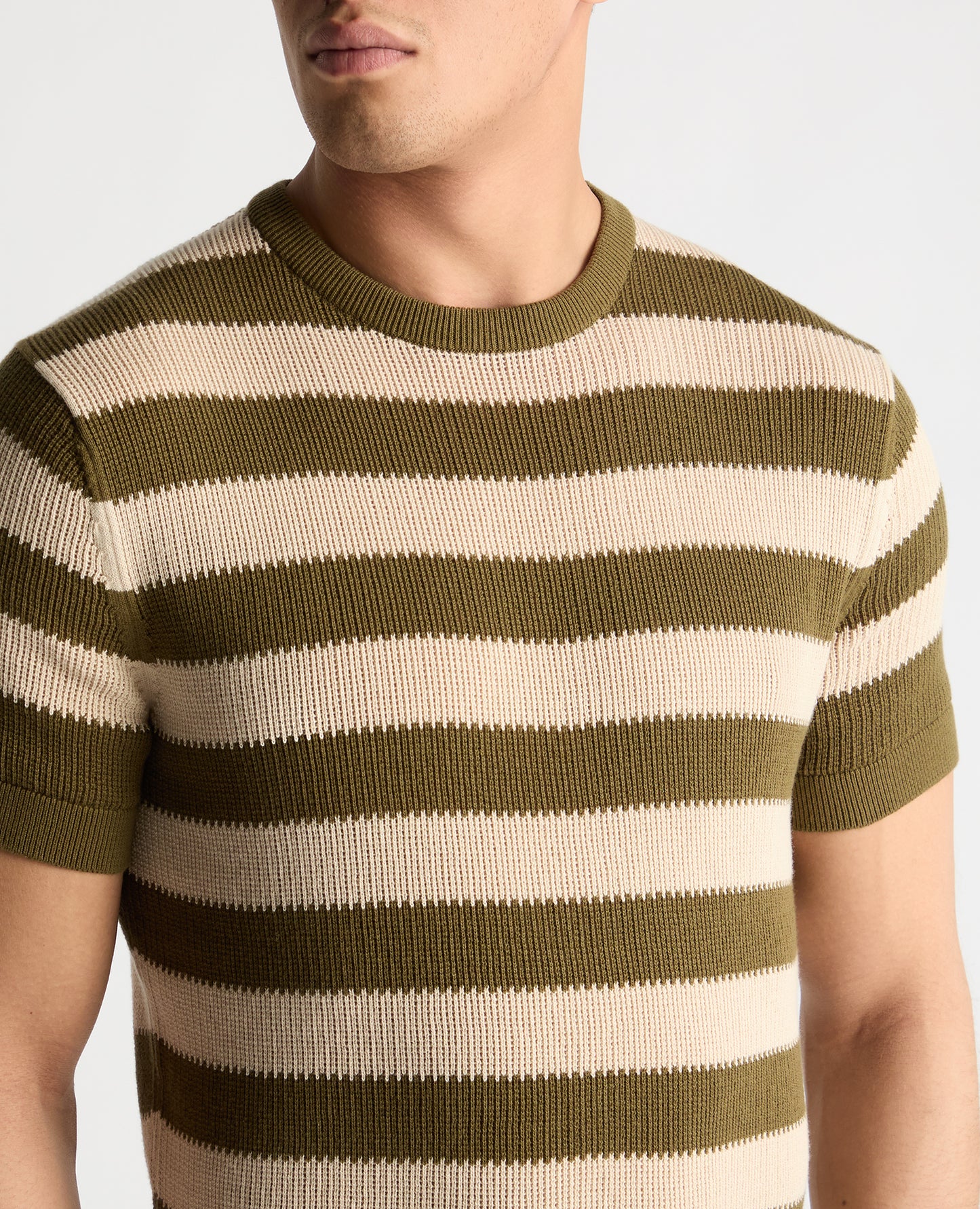 Stripe Knit Crew Neck T-Shirt