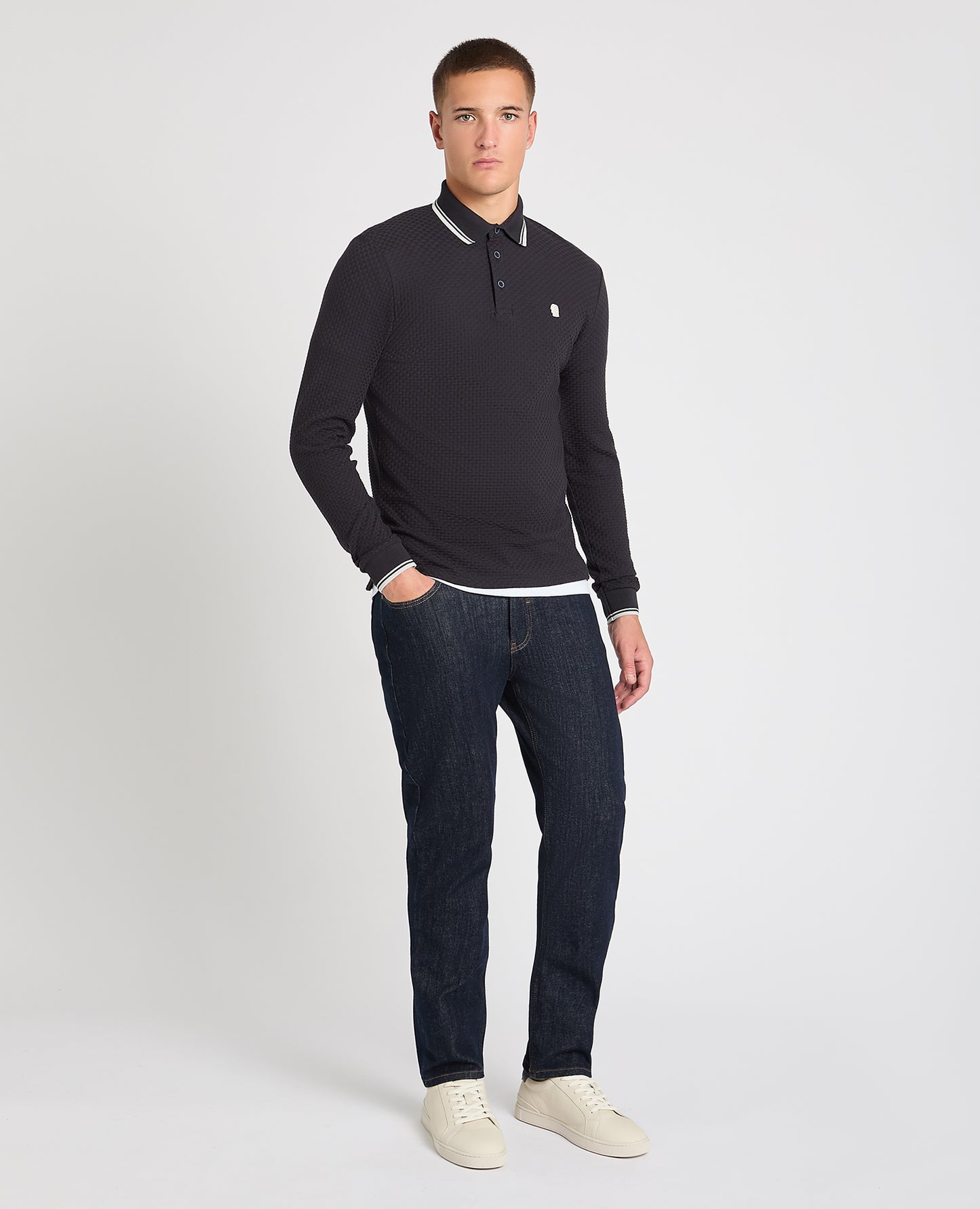 Contrast Collar Jersey Polo