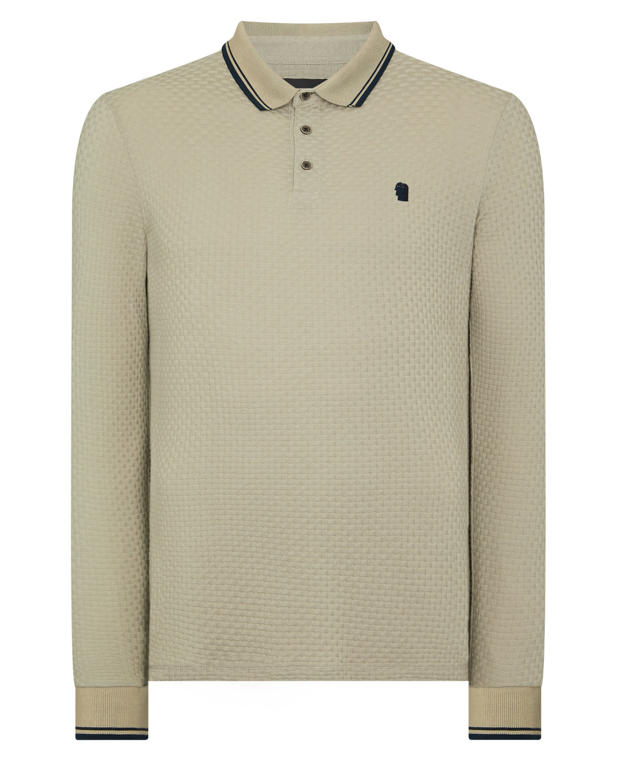 Man wearing a sand Contrast Collar Jersey Polo