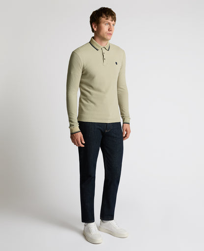 Man wearing a sand Contrast Collar Jersey Polo
