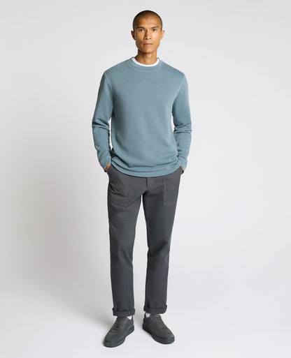 Man wearing a blue Crew Neck Jersey Sweatshirt