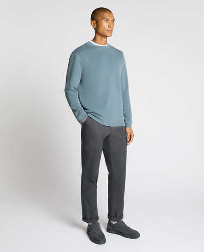Man wearing a blue Crew Neck Jersey Sweatshirt