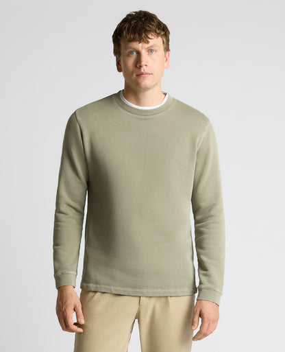 Man wearing a green Crew Neck Jersey Sweatshirt