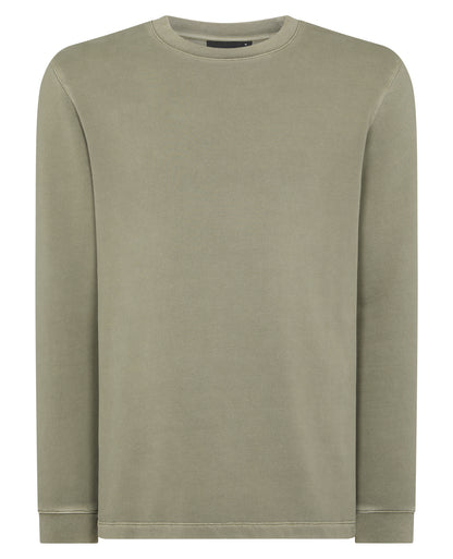Man wearing a green Crew Neck Jersey Sweatshirt