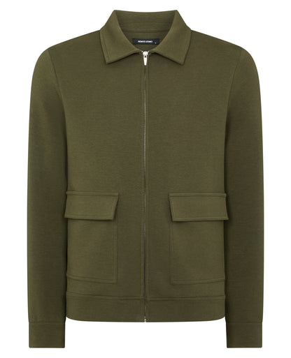 Man wearing a green Bamboo-Blend Overshirt