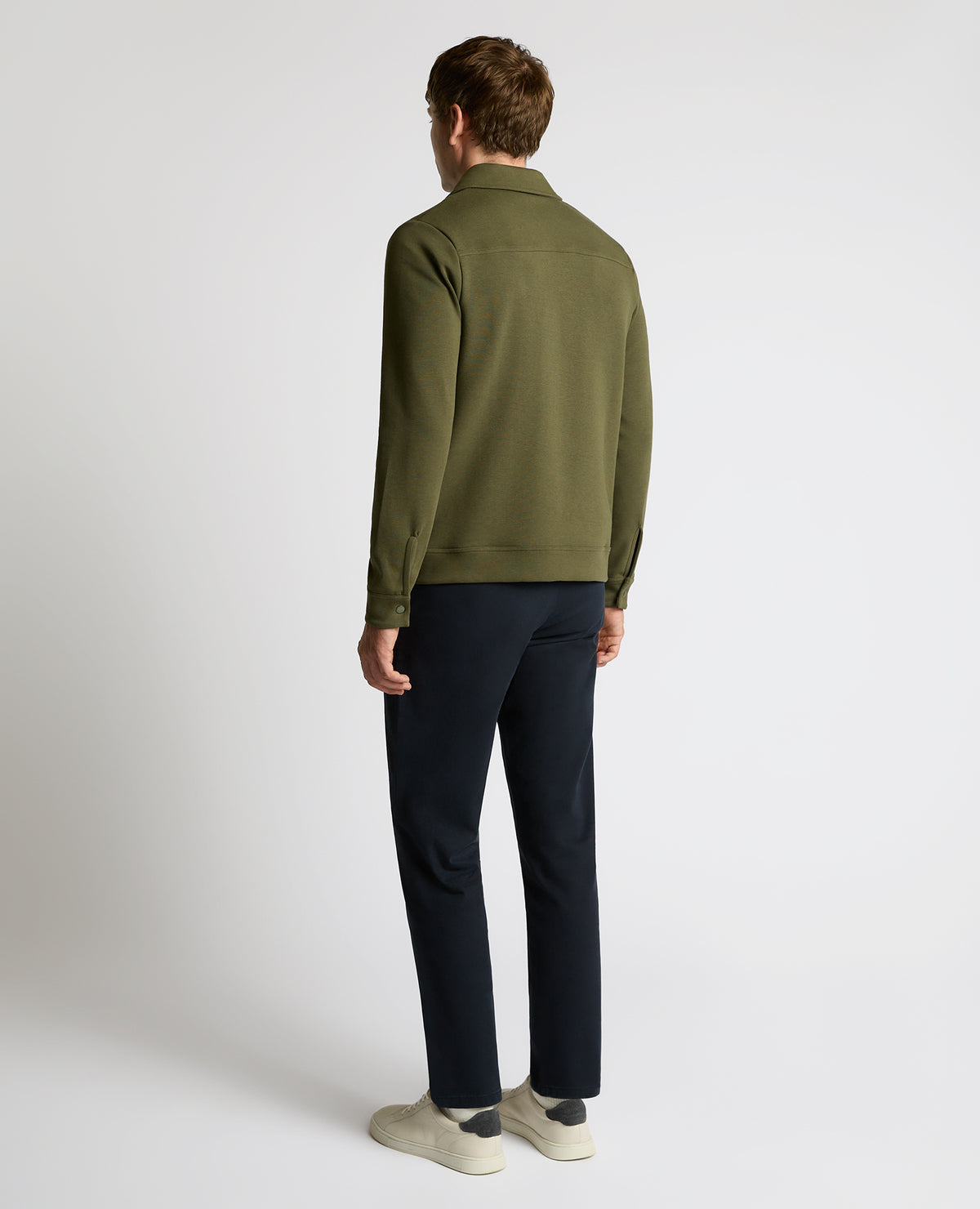 Man wearing a green Bamboo-Blend Overshirt