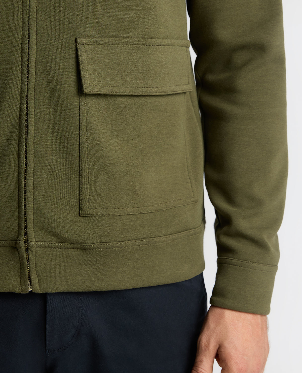 Man wearing a green Bamboo-Blend Overshirt