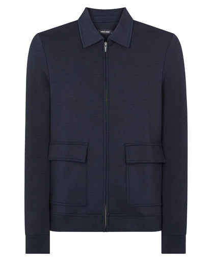Man wearing a navy jumper