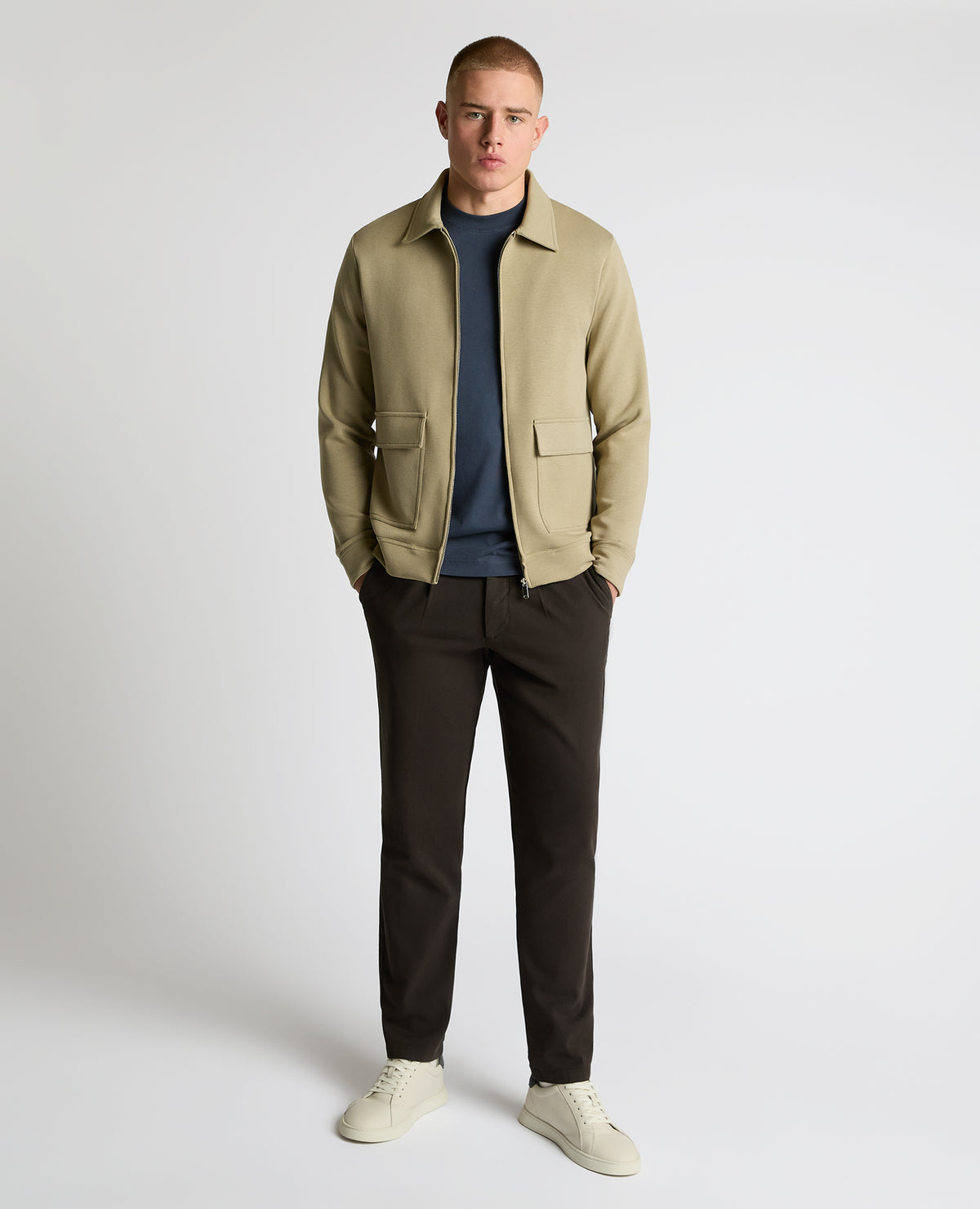Man wearing a sand Bamboo-Blend Overshirt