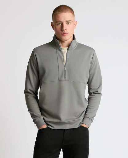 Man wearing a grey Half-Zip Jersey Sweatshirt
