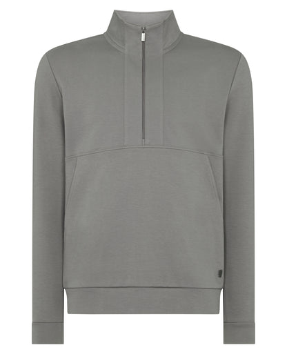 Man wearing a grey Half-Zip Jersey Sweatshirt