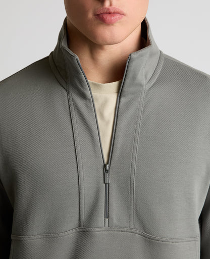 Man wearing a grey Half-Zip Jersey Sweatshirt