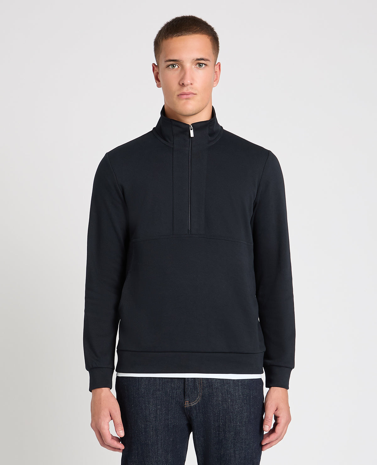 Man wearing a navy jumper