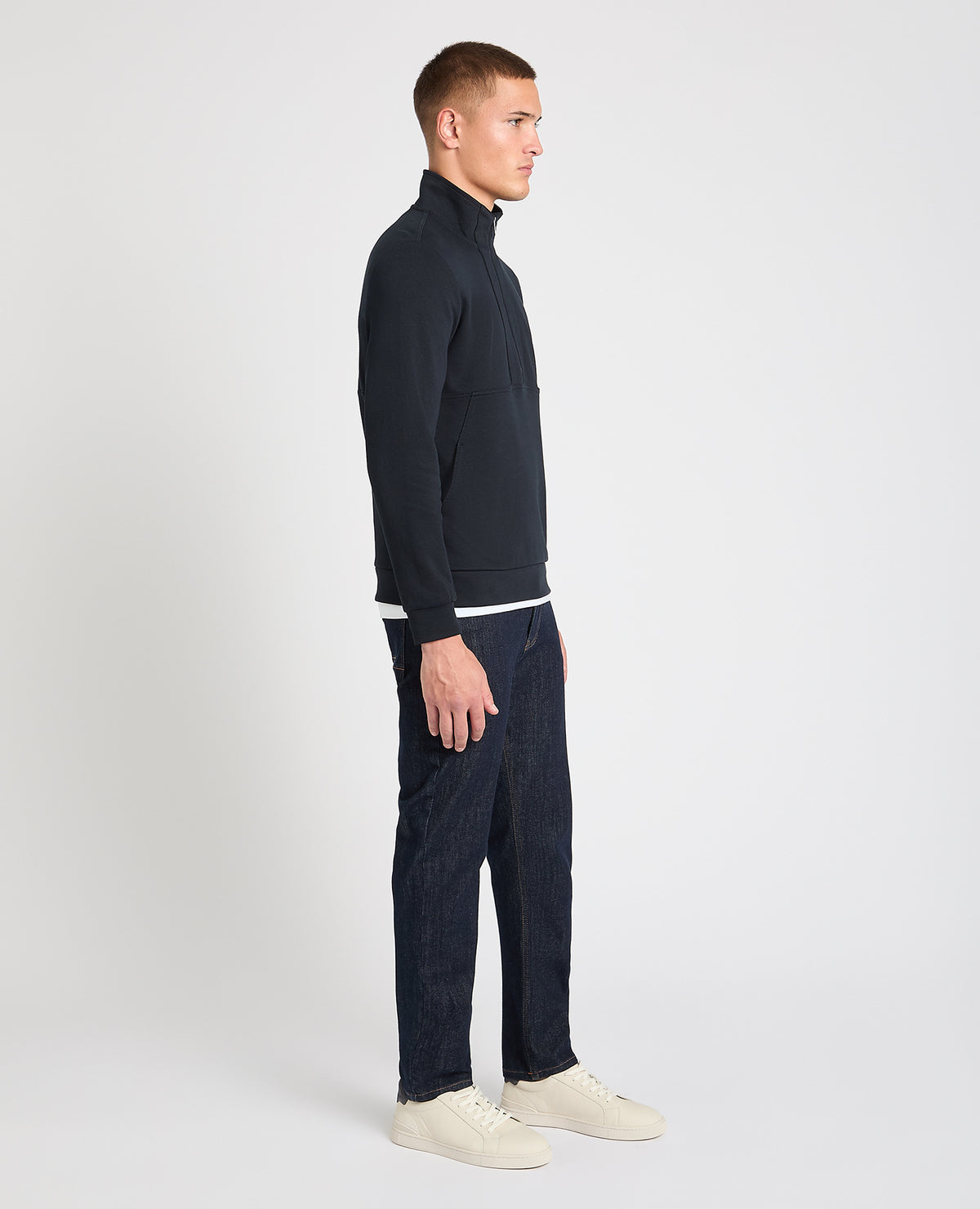 Man wearing a navy jumper