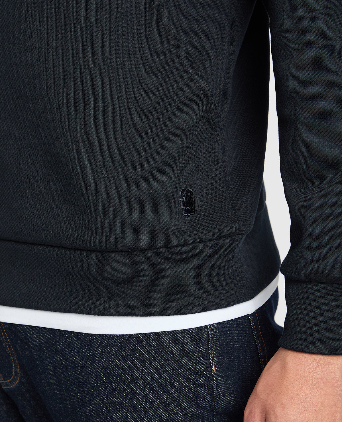 Man wearing a navy jumper