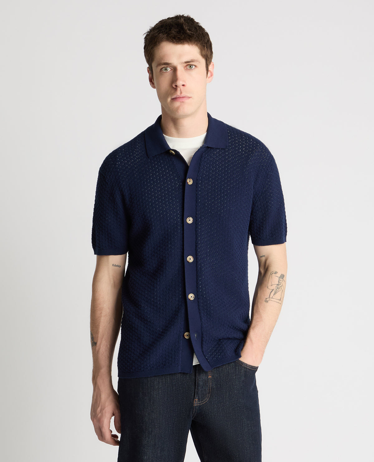 Man wearing a blue jumper