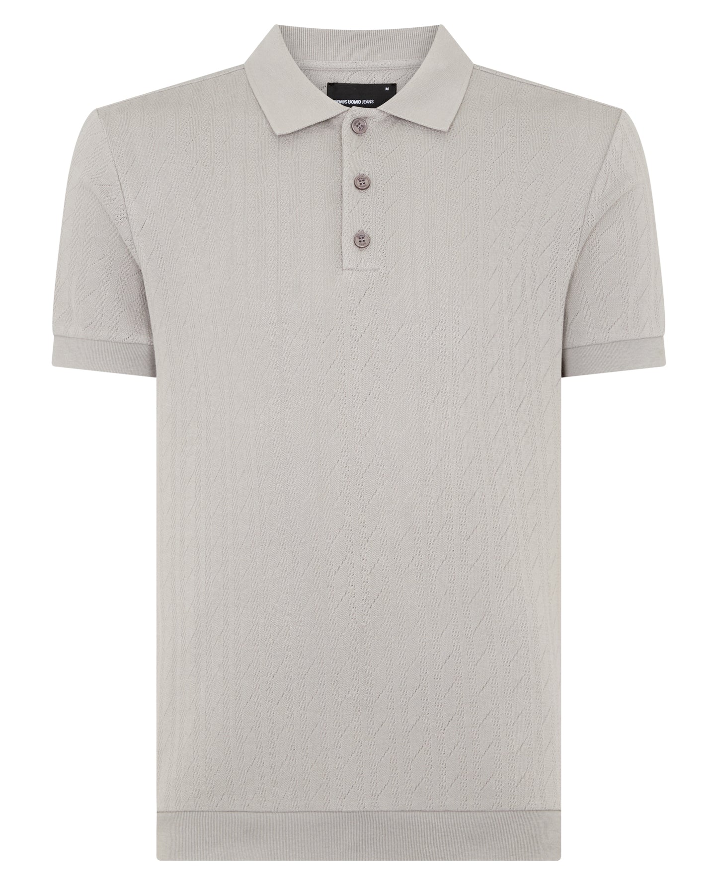 Cable Patterned Cotton Polo Shirt