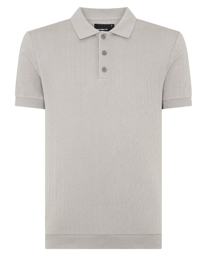 Cable Patterned Cotton Polo Shirt