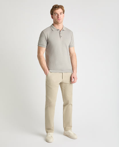 Cable Patterned Cotton Polo Shirt