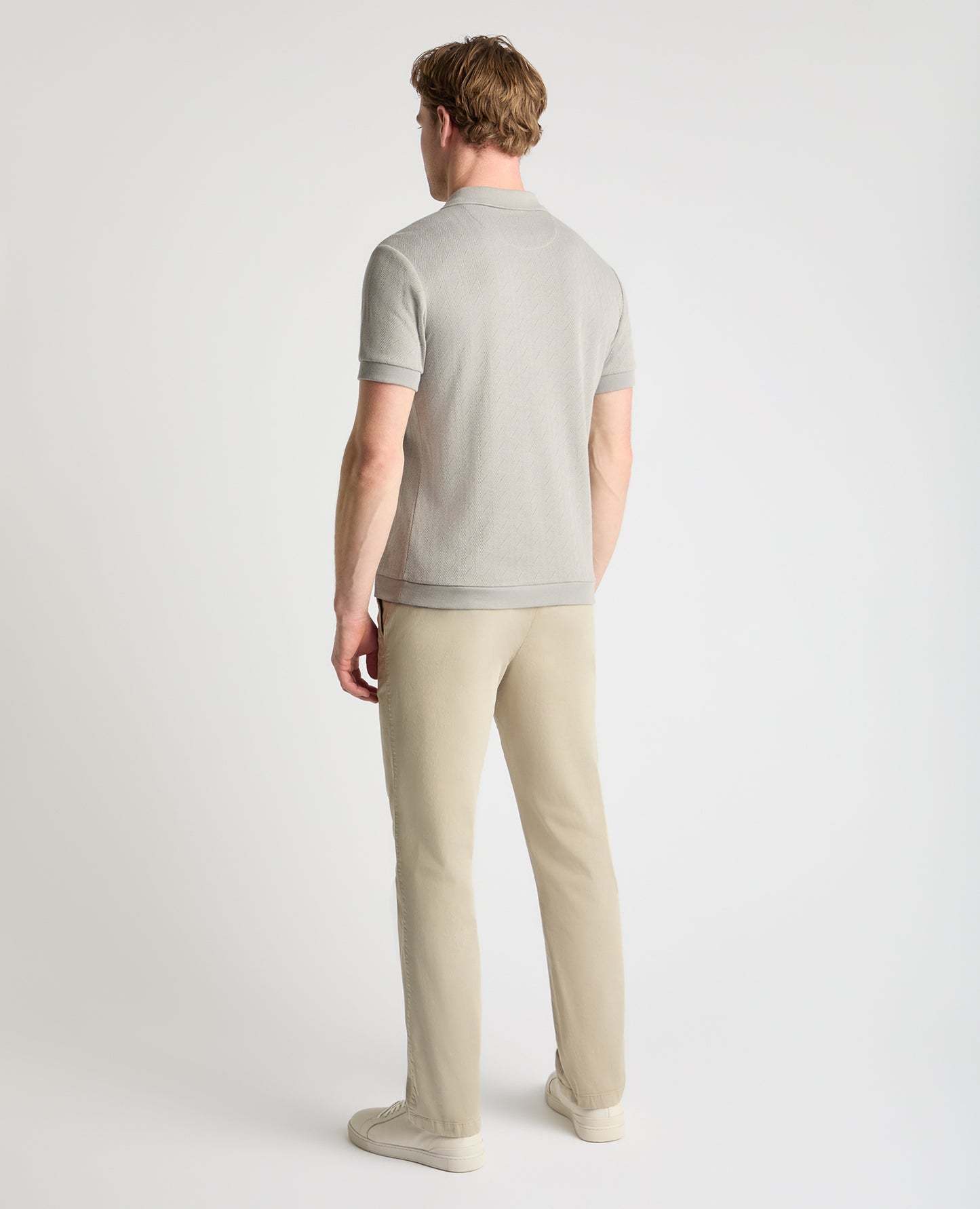 Cable Patterned Cotton Polo Shirt