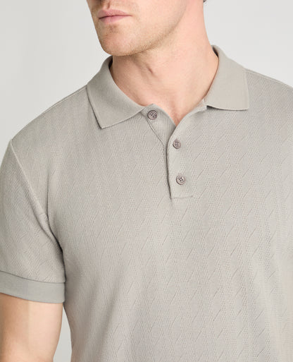 Cable Patterned Cotton Polo Shirt