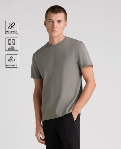 Dark Grey Stretch Cotton T-Shirt